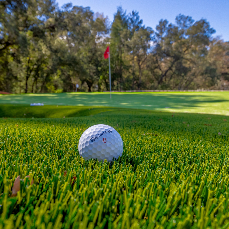 Closeup of Golf Ball on the Green at a Private Napa Valley Luxury Vacation Rental